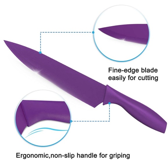 Set 5 Stainless Steel High Carbon Non Stick Knives - Picture 5 of 9